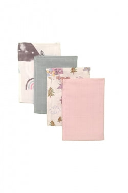 S-Mall Bebek Müslin Omuz-Ter Bezi - 4'lü - 40x30 cm - Pink Rainbow