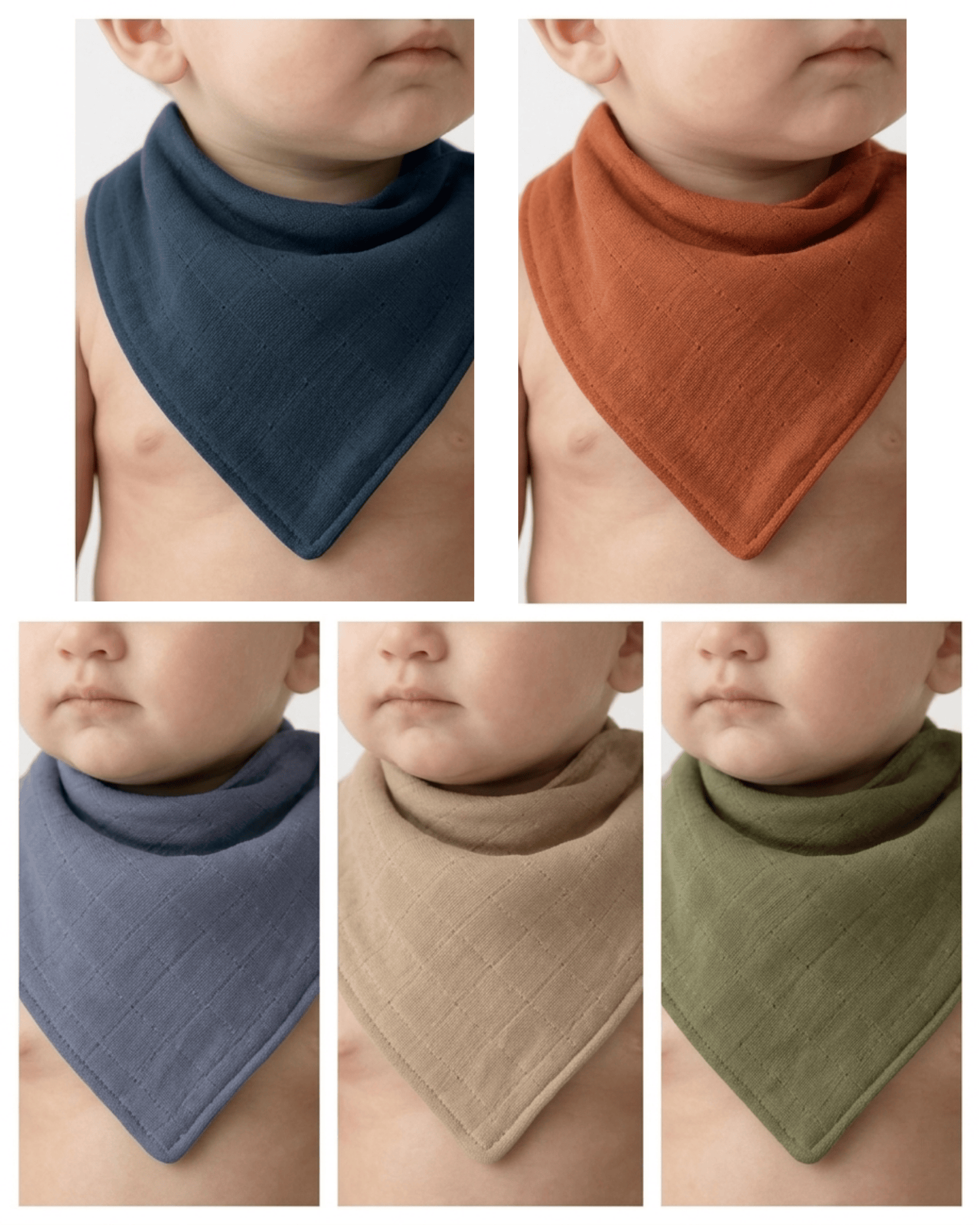 Bebek Salya Önlük -fular -2 Kat Müslin -2 Çıtçıt -5'li