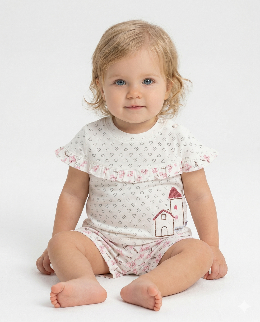 Bibaby Naturel Şortlu Bebek Takımı - 2 li - Ekru