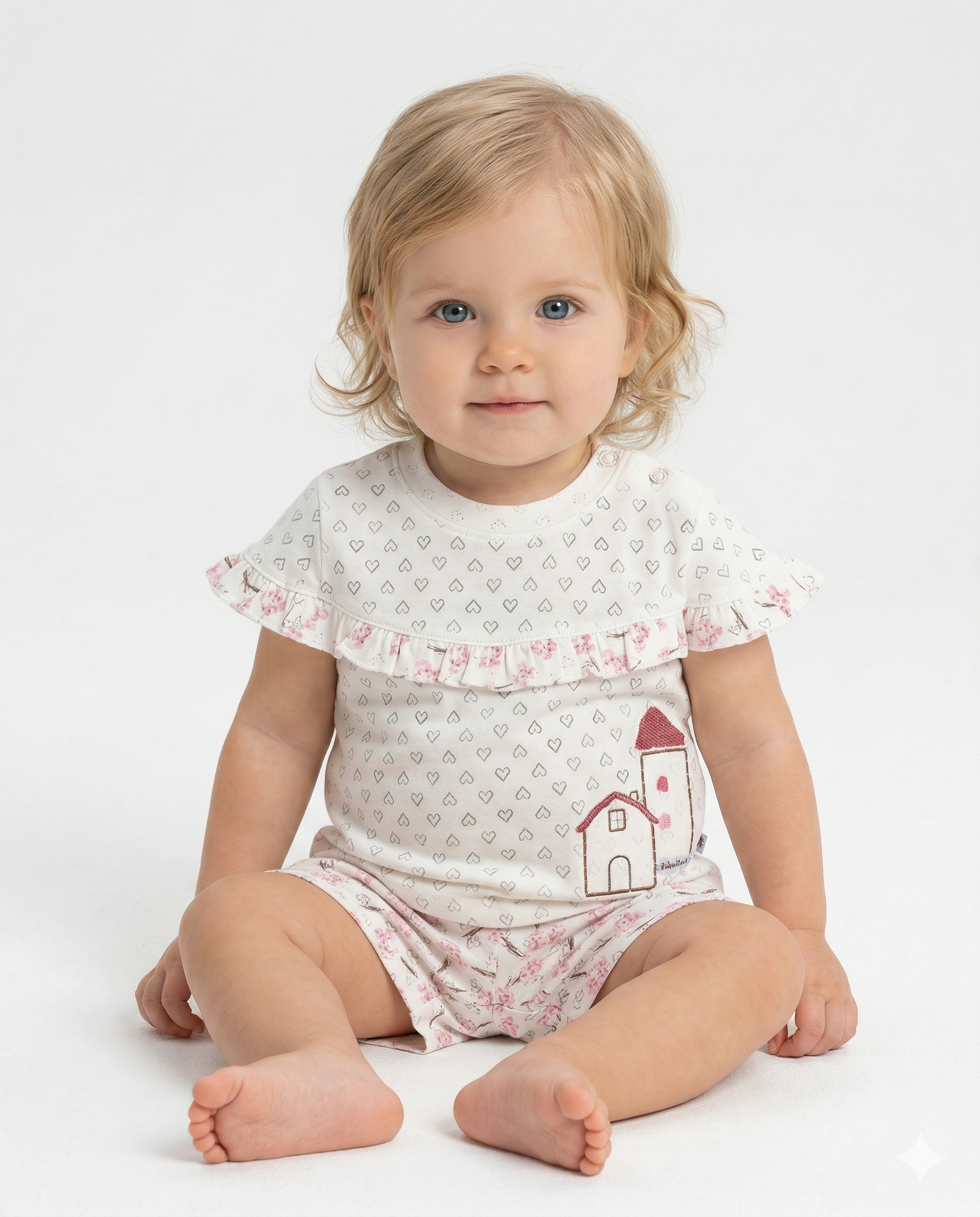 Bibaby Naturel Şortlu Bebek Takımı - 2 li - Ekru