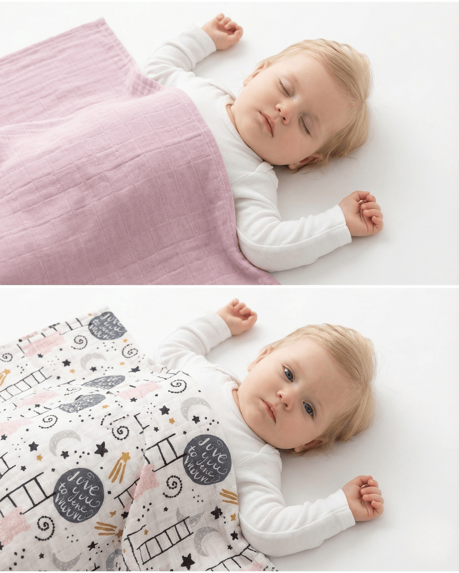 S-Mall Müslin Bebek Battaniye -2 li -75x85cm - Purple Cats