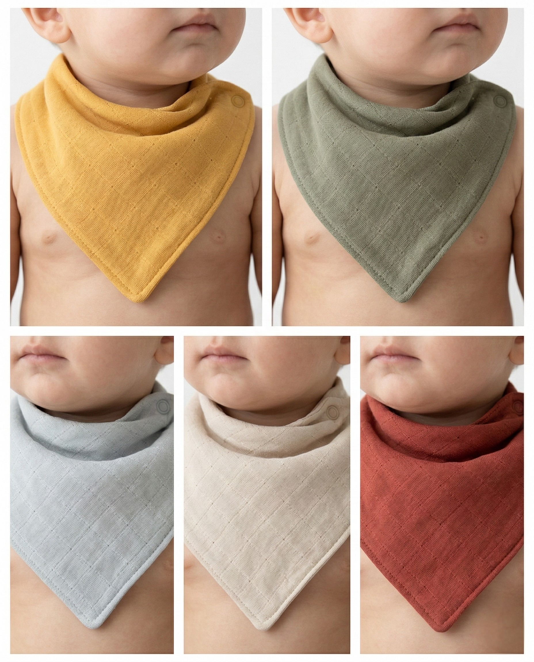 Bebek Salya Önlük - Fular -2 Kat Müslin -2 Çıtçıt -5'li - Ocean