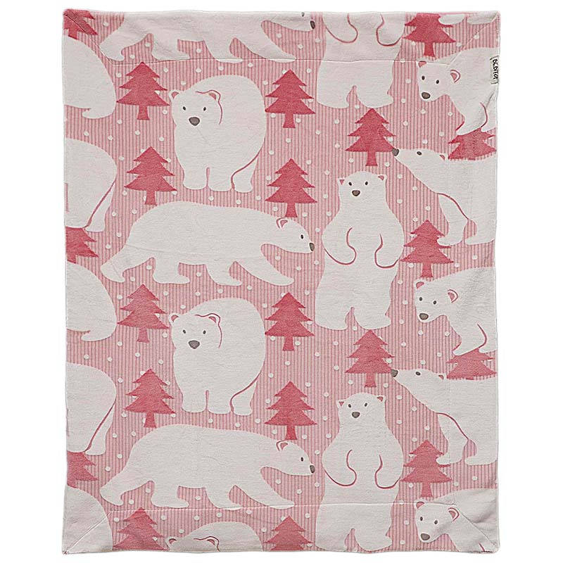 Bebitof Kutup Ayılı Bebek Battaniyesi Pembe 105x82 cm