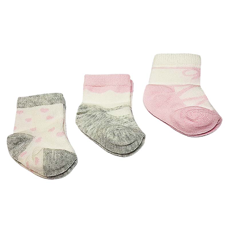 Bebengo Bebek Çorabı 3 lü 03 Ay Ekru Gri Pembe